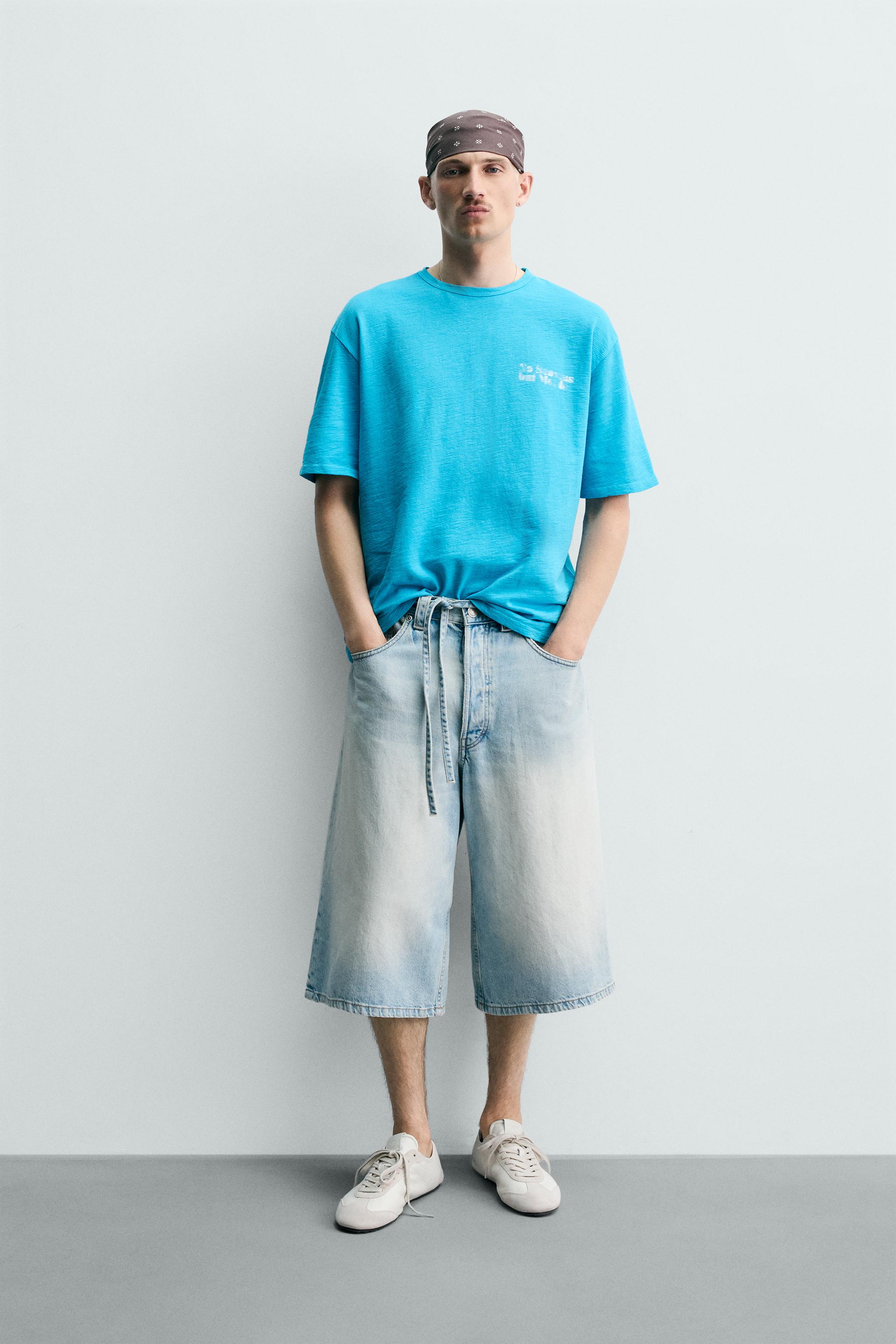 T-SHIRT EN MAILLE LAVÉE À IMPRIMÉS
